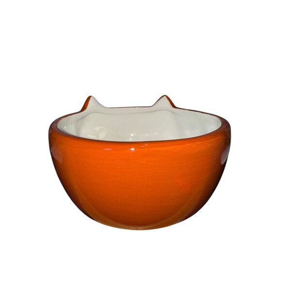 Fox-Shaped Orange & White Earthenware Bowl - Picture 8 of 9
